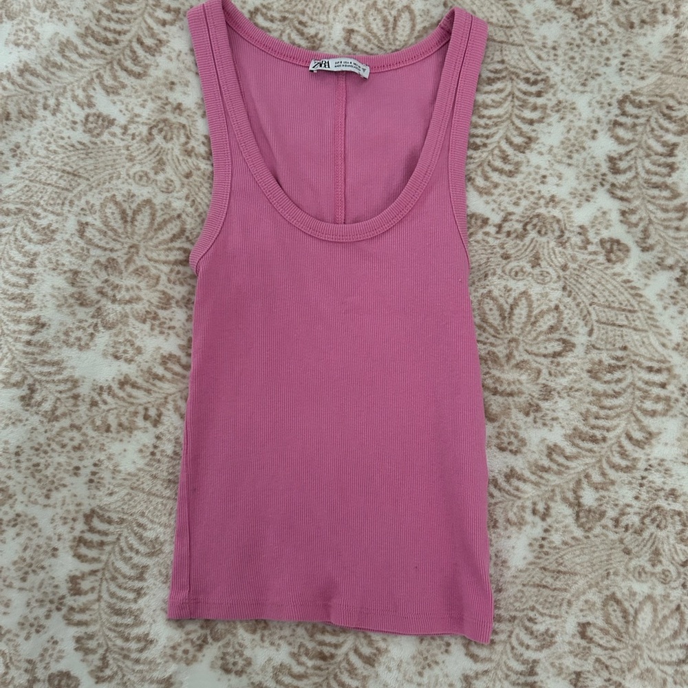 Pink ribbed Zara tank top